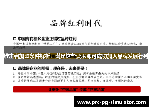 维击者加盟条件解析，满足这些要求即可成功加入品牌发展行列